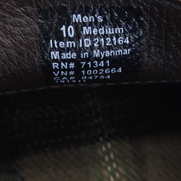 LL Bean Mens Double Sole Slippers 10M Brown Leather Flannel Moccasins Loafers - Picture 8 of 8